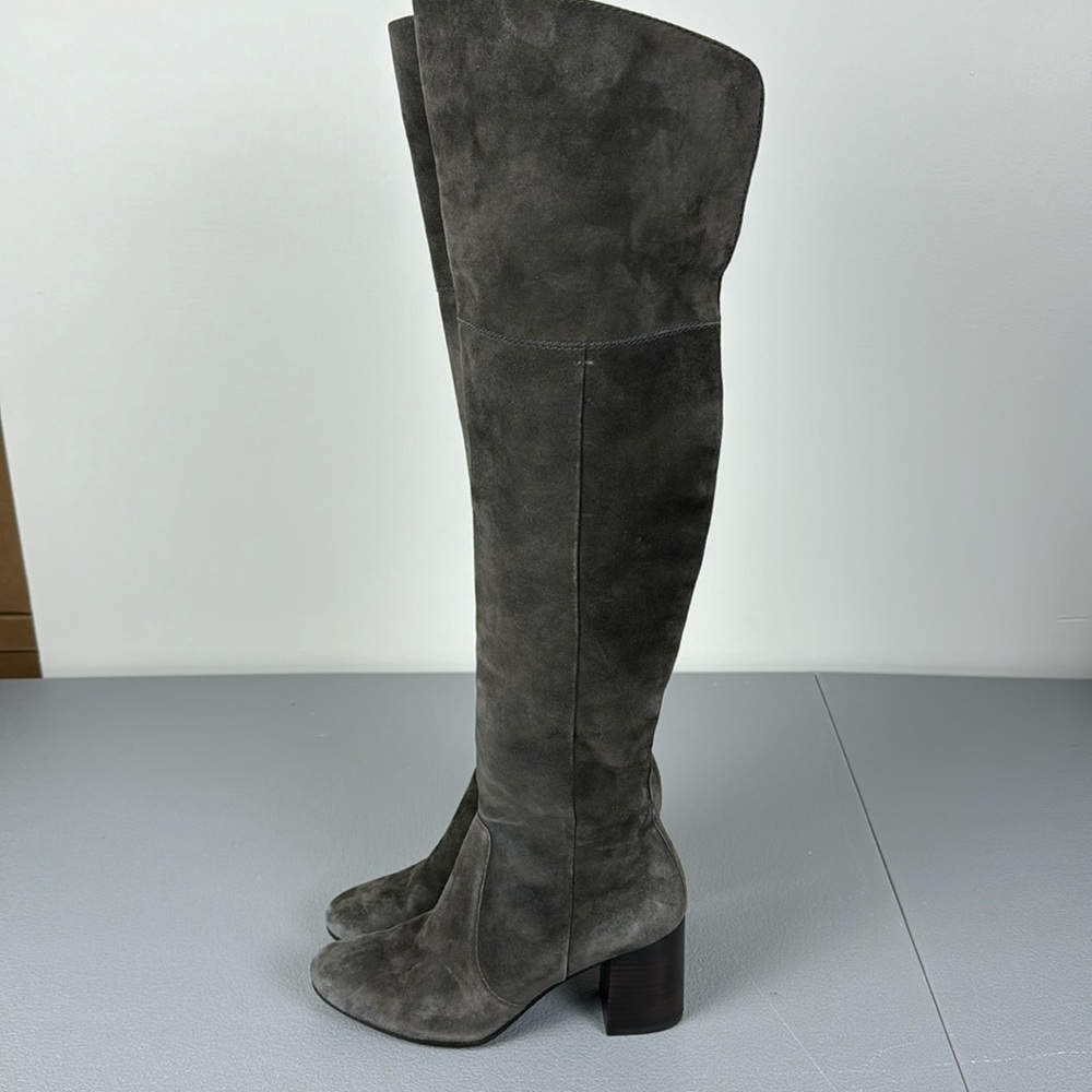 Frye Claude Over The Knee Boot in Smoke. Suede Finish. Size 7.